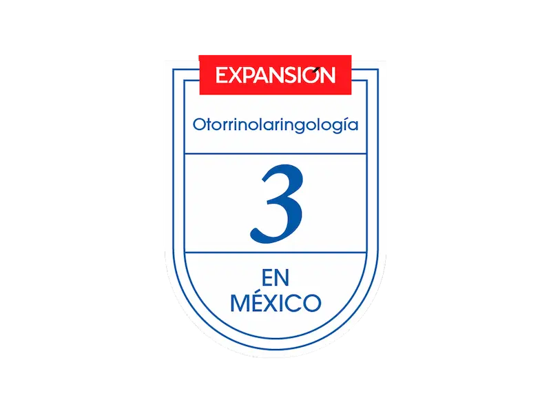 Tercer lugar como Mejor Hospital de México en Otorrinolaringología y cirugía de cabeza y cuello